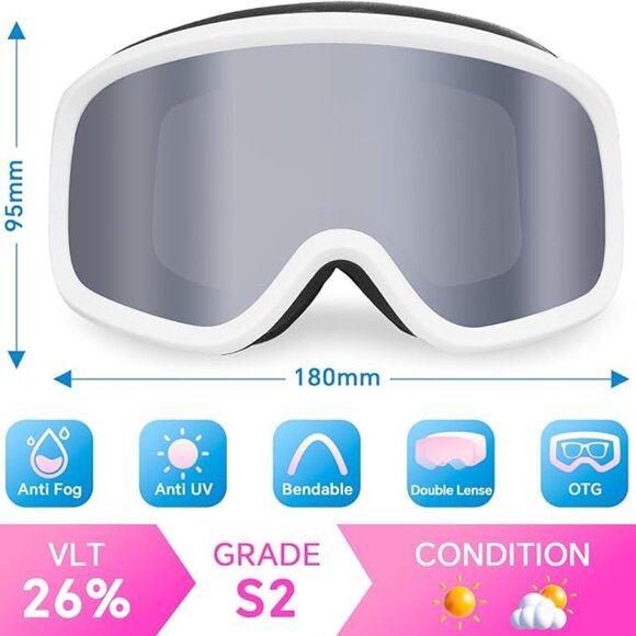 UV Protection Snowboard Pink Goggles - Picture 7 of 11
